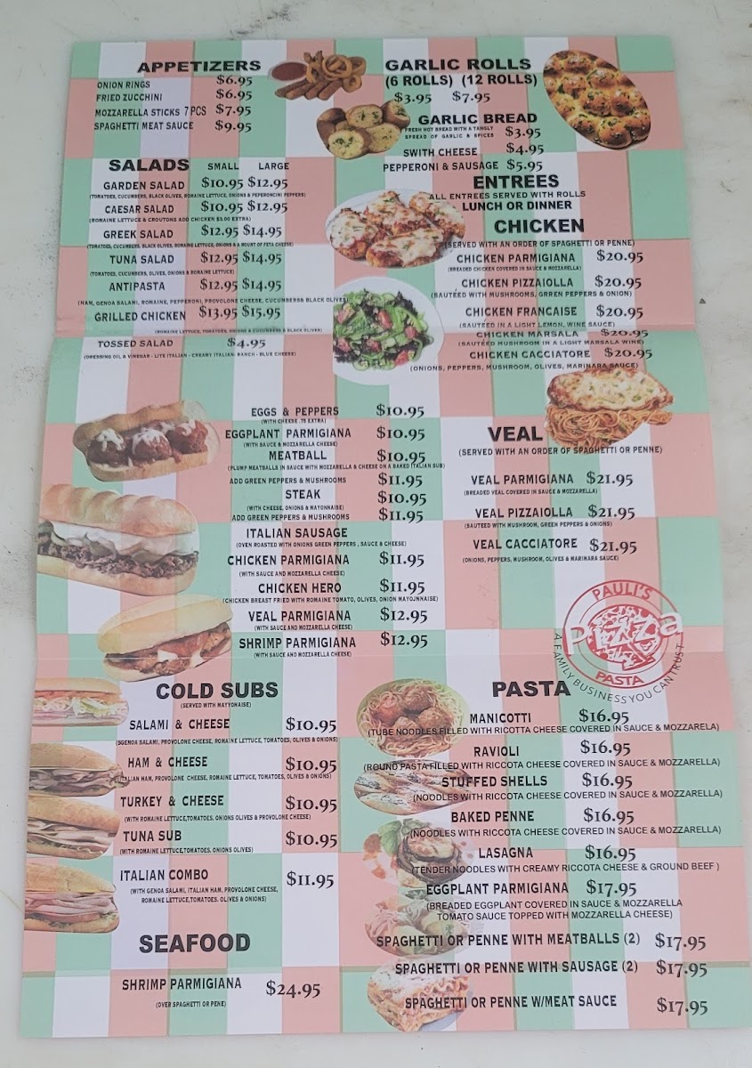 Pauli's Pizza Pasta Photo Menu 2