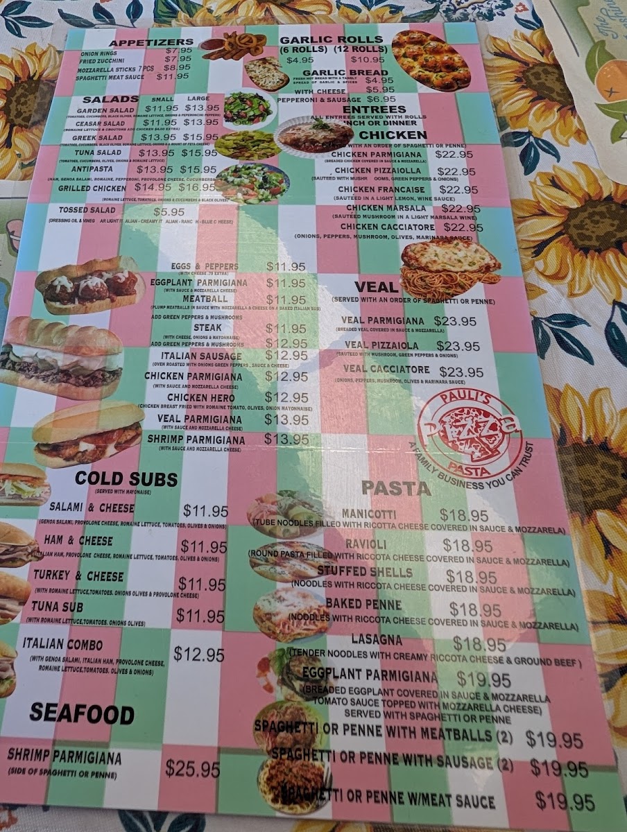 Pauli's Pizza Pasta Photo Menu 4