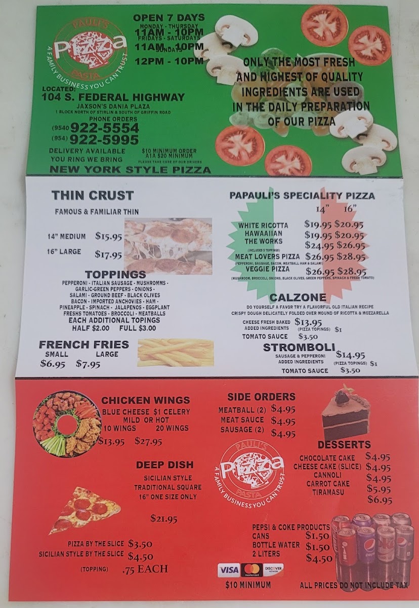 Pauli's Pizza Pasta Photo Menu 5