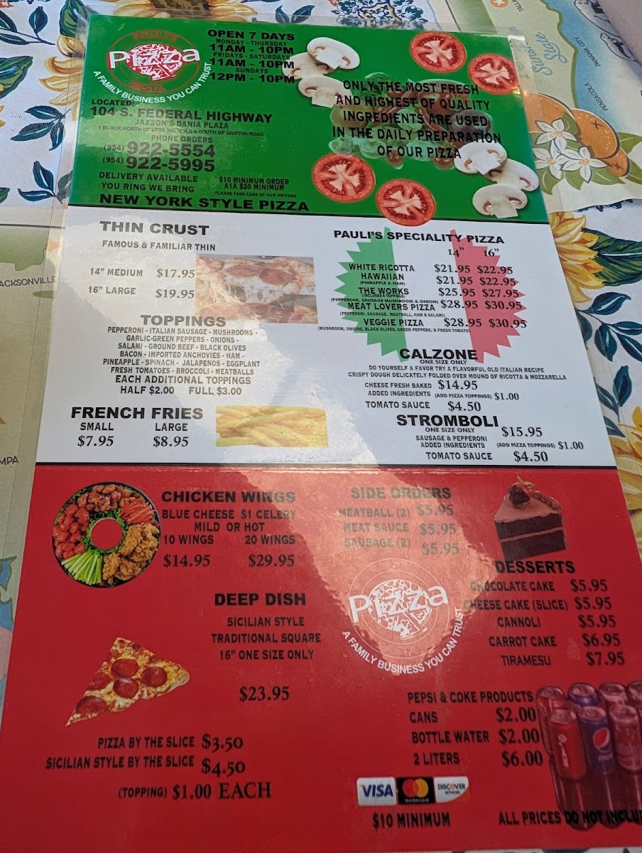 Pauli's Pizza Pasta Photo Menu 6