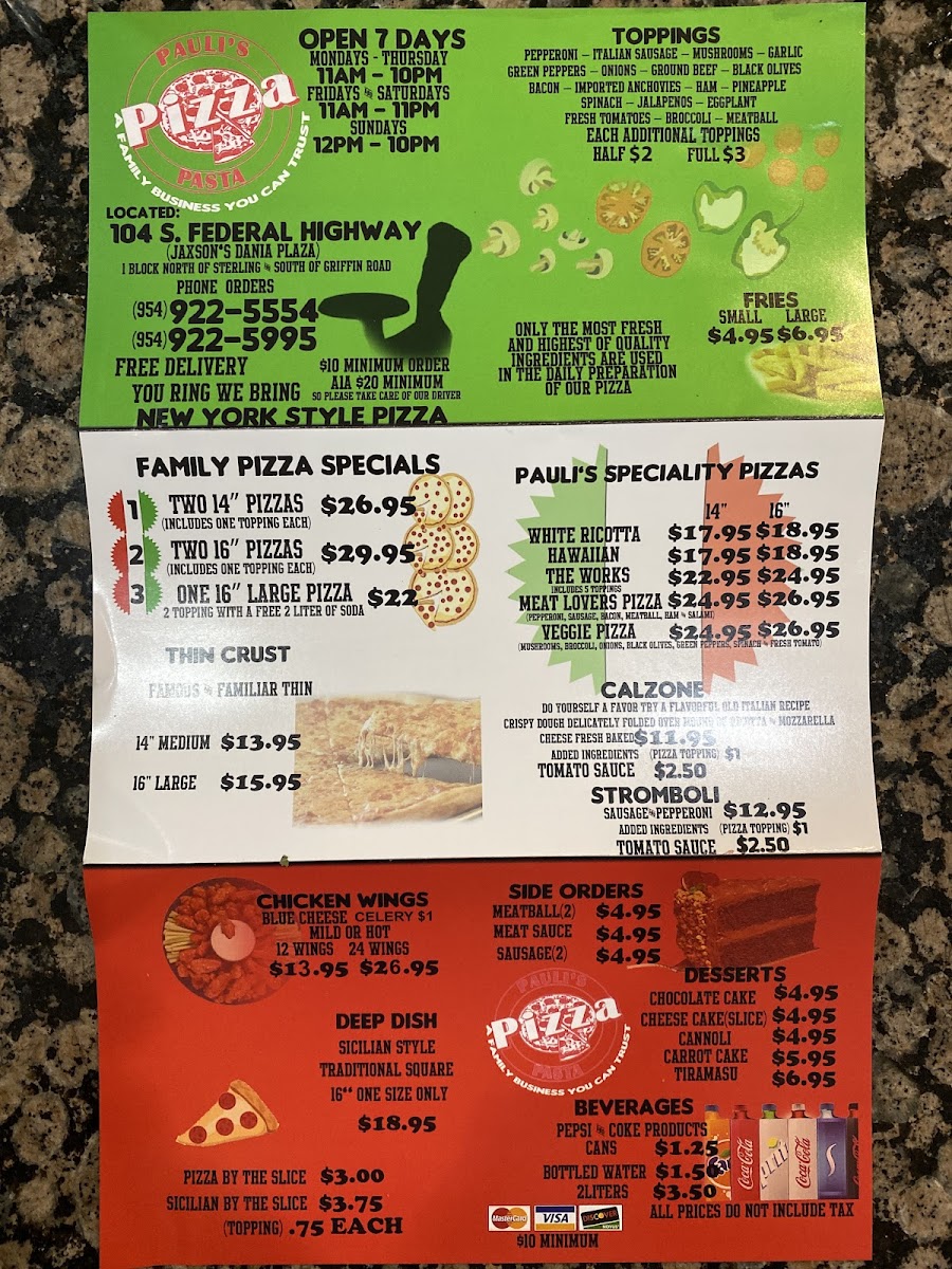 Pauli's Pizza Pasta Photo Menu 8