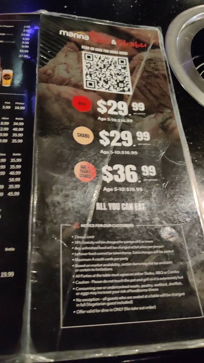 Manna Korean BBQ & Shabu (Hot Pot) Photo Menu 1