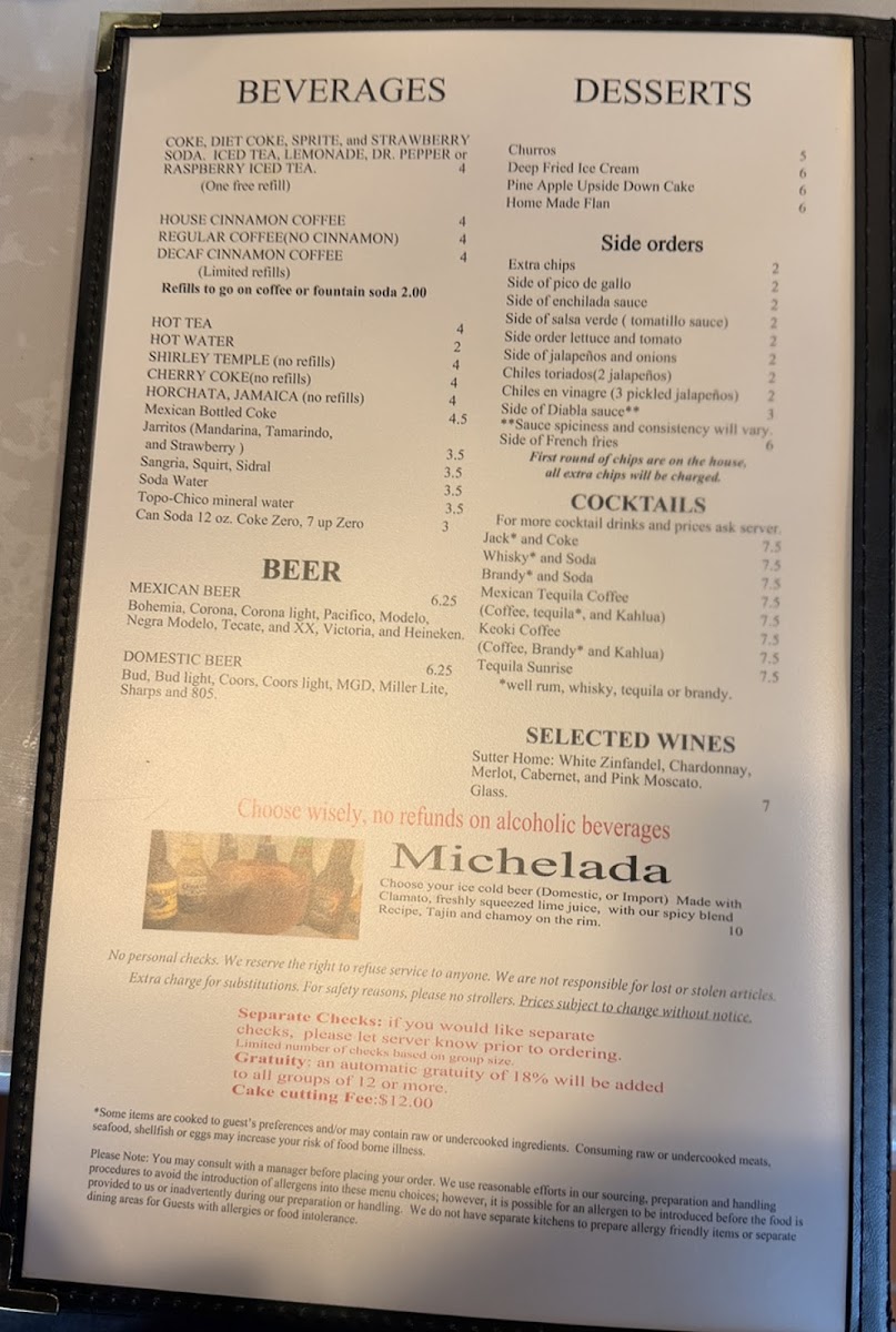 El Farolito Mexican Restaurant Photo Menu 6