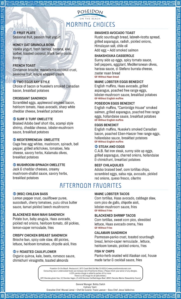 Poseidon Restaurant Del Mar Photo Menu 2