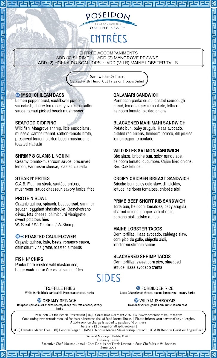 Poseidon Restaurant Del Mar Photo Menu 5