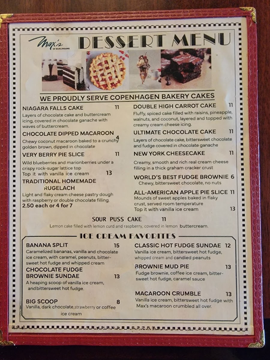 Max's of Burlingame Photo Menu 1