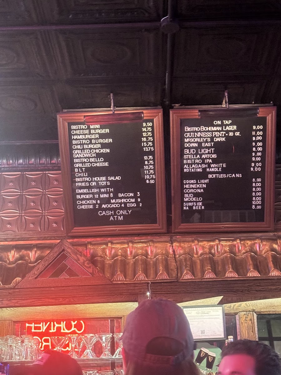 Corner Bistro Photo Menu 1