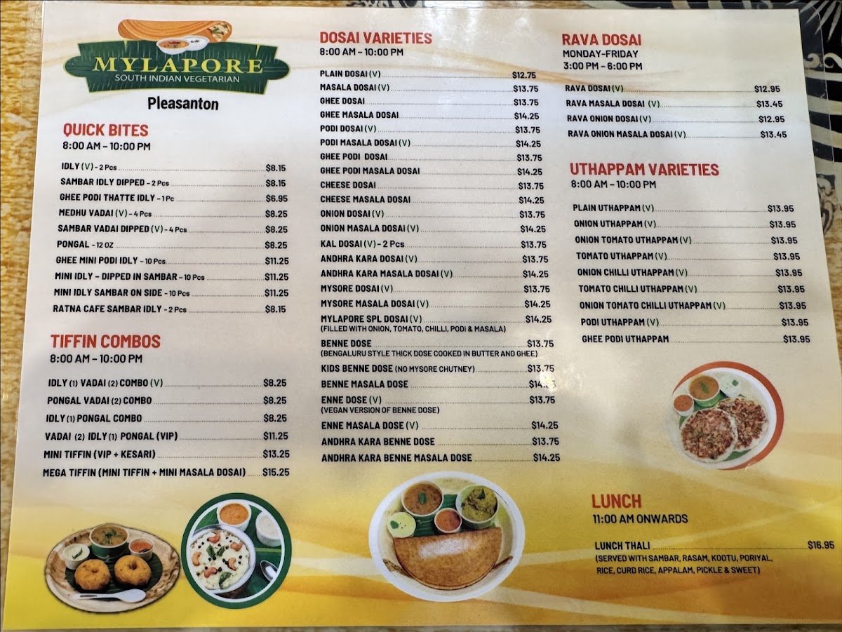 Mylapore South Indian Pleasanton Photo Menu 1