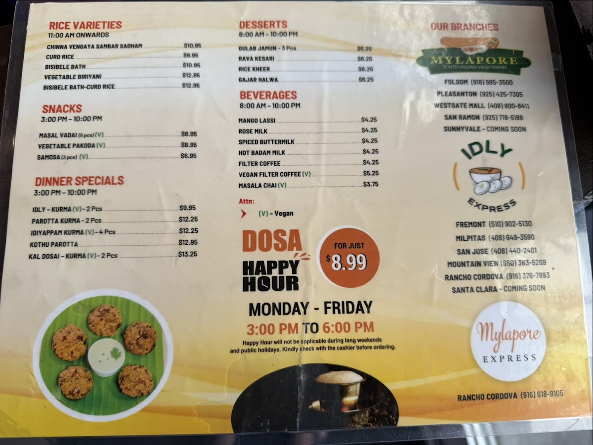 Mylapore South Indian Pleasanton Photo Menu 3