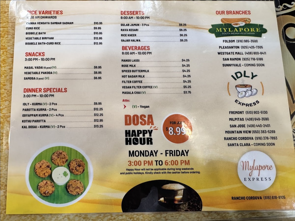 Mylapore South Indian Pleasanton Photo Menu 4