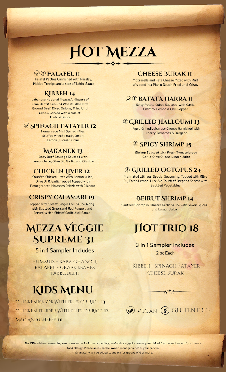 La Vie Mediterranean Restaurant Photo Menu 9