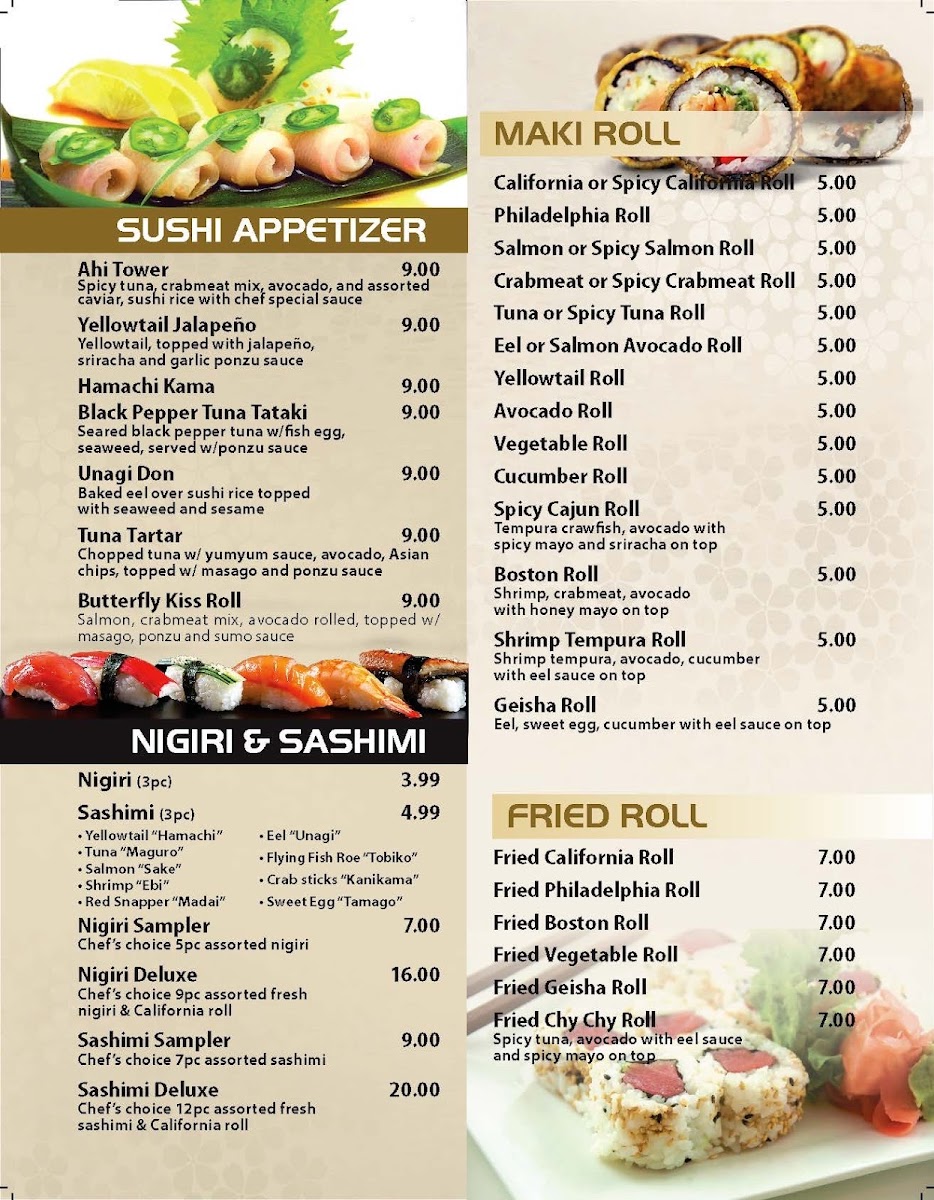 Takara Japanese Restaurant Photo Menu 1