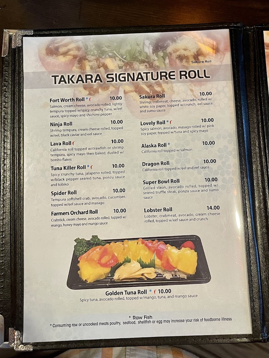 Takara Japanese Restaurant Photo Menu 10
