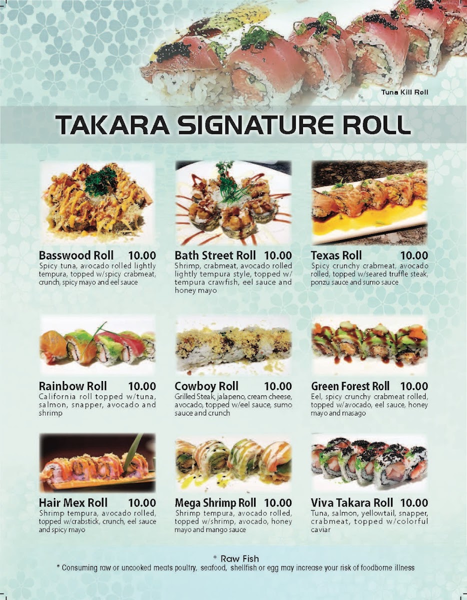 Takara Japanese Restaurant Photo Menu 4