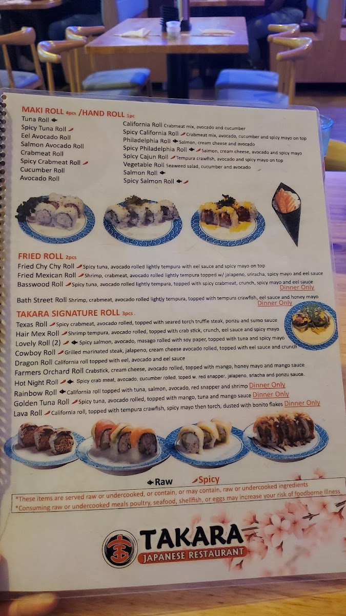 Takara Japanese Restaurant Photo Menu 8