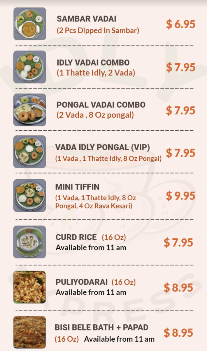Idly Express - Milpitas Photo Menu 3
