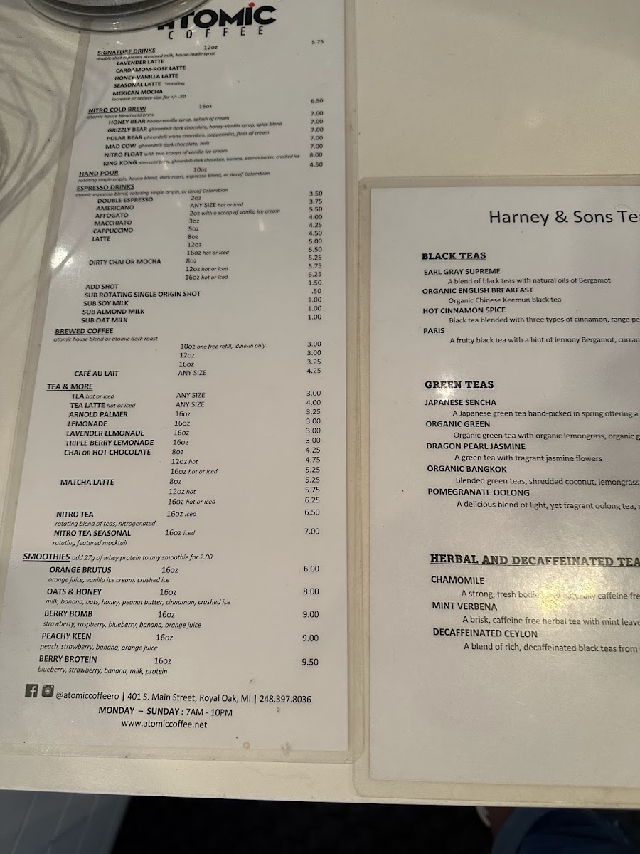 Atomic Coffee Photo Menu 1