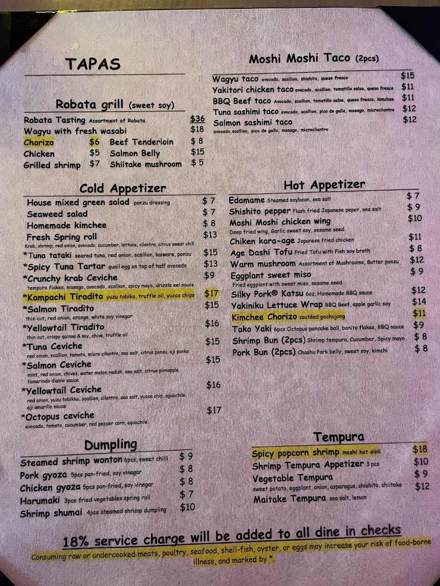 Moshi Moshi Miami Beach Photo Menu 7