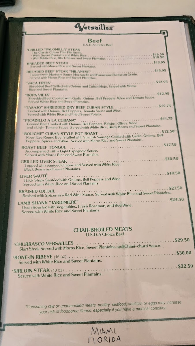 Versailles Restaurant Cuban Cuisine Photo Menu 10