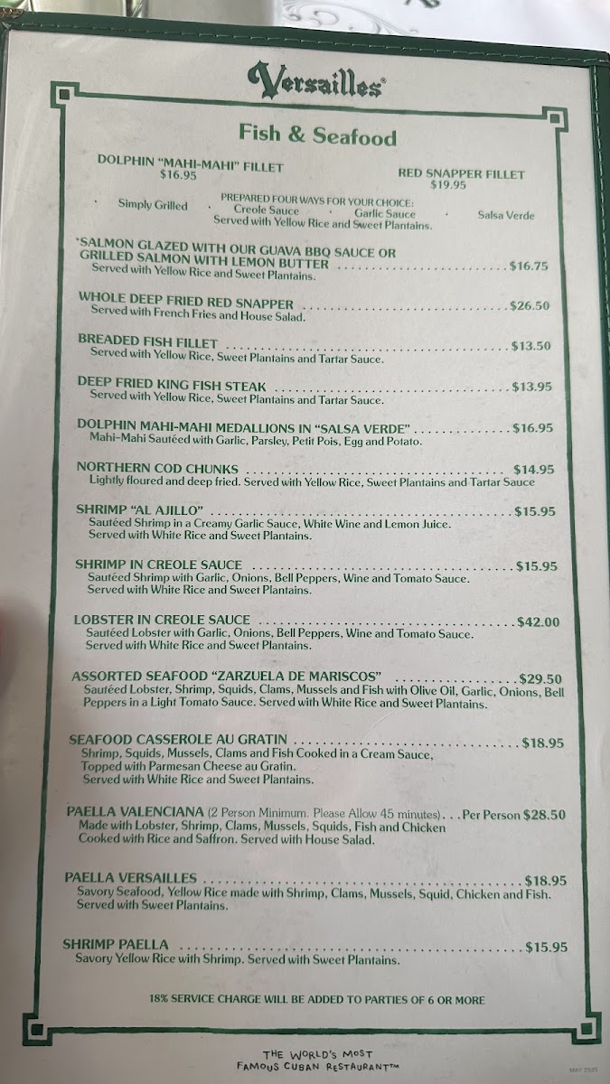 Versailles Restaurant Cuban Cuisine Photo Menu 3