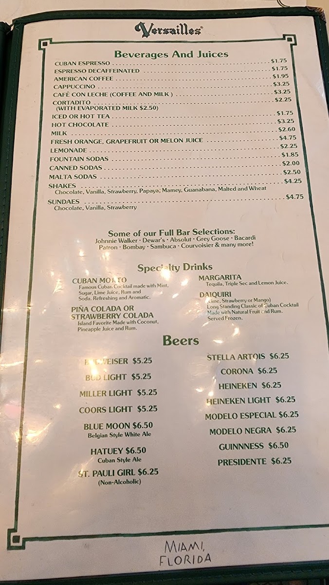 Versailles Restaurant Cuban Cuisine Photo Menu 8