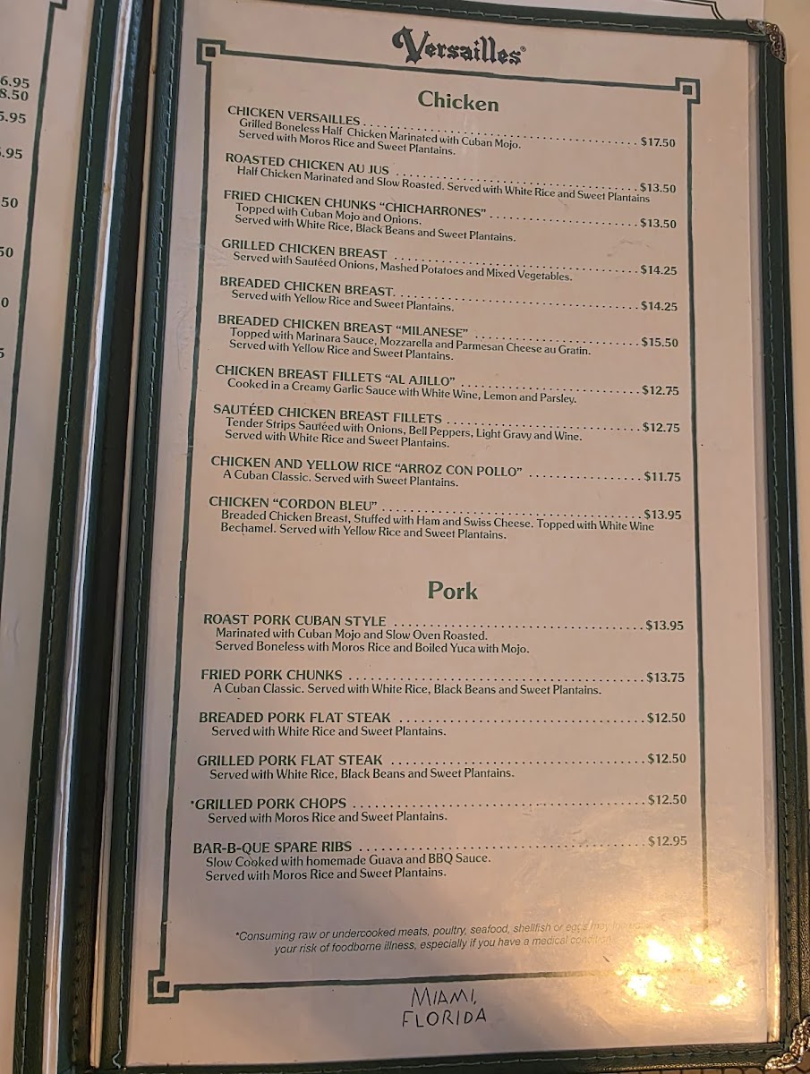 Versailles Restaurant Cuban Cuisine Photo Menu 9