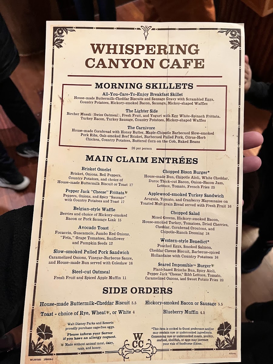 Whispering Canyon Cafe Photo Menu 10