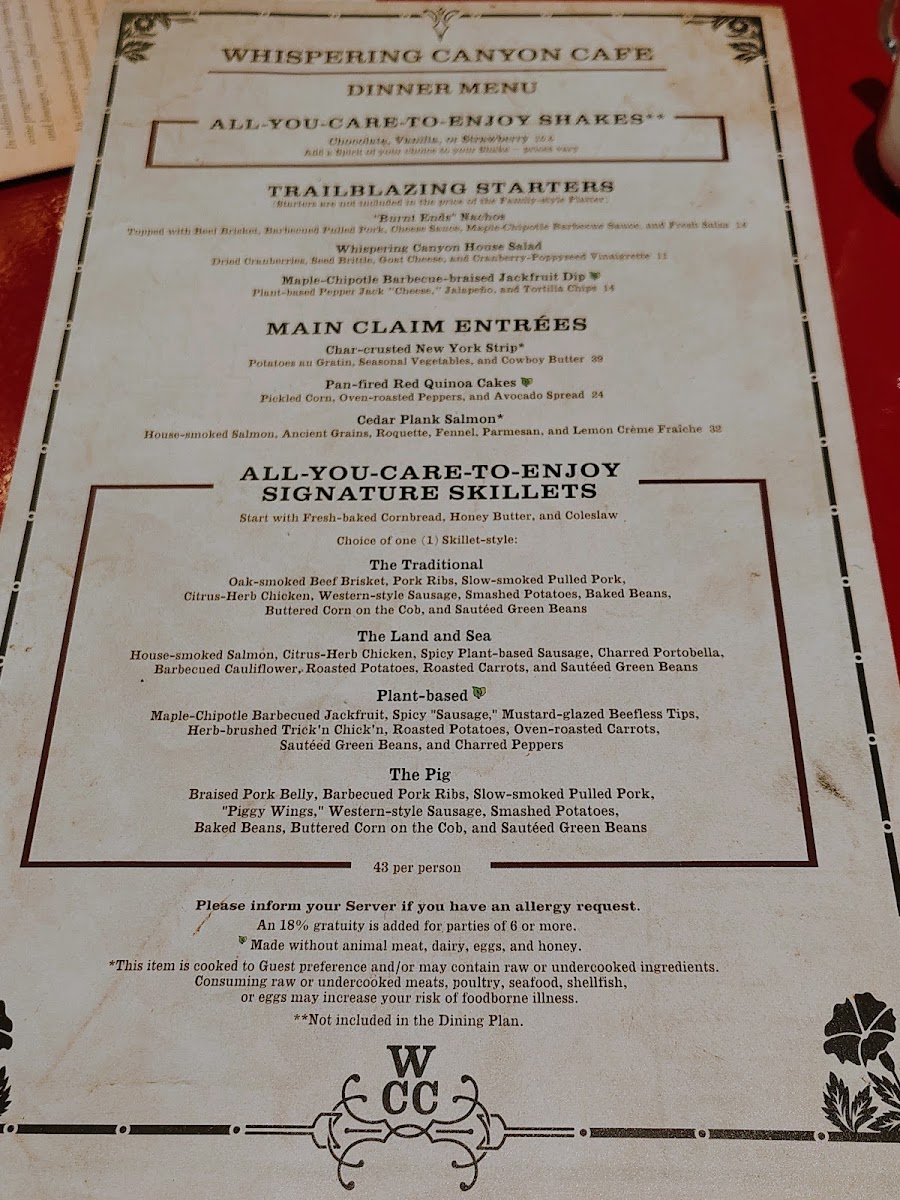 Whispering Canyon Cafe Photo Menu 5