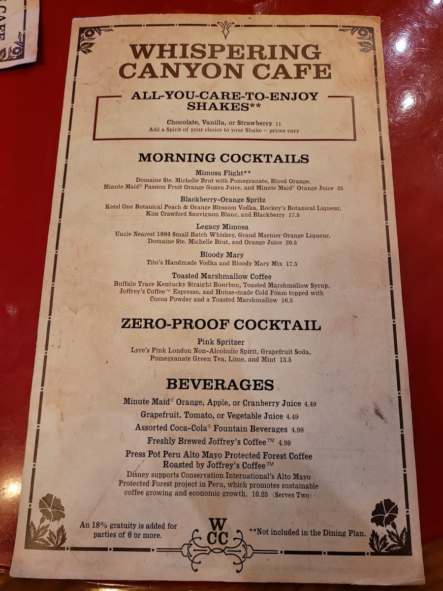 Whispering Canyon Cafe Photo Menu 6