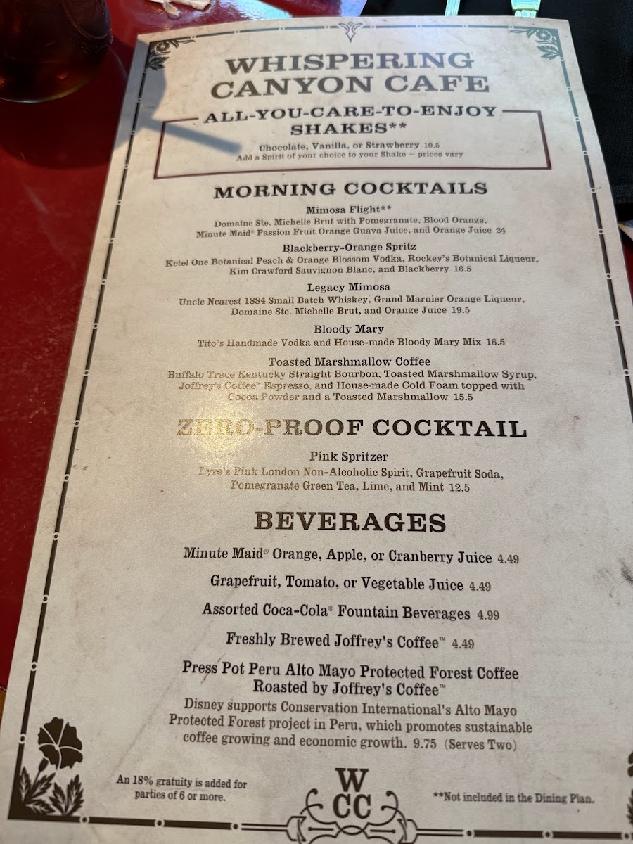 Whispering Canyon Cafe Photo Menu 9