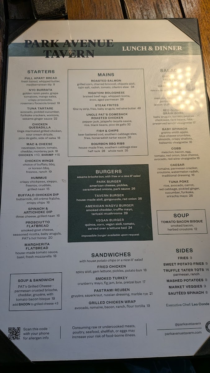 Park Avenue Tavern Photo Menu 2