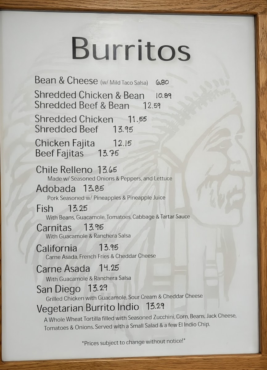 El Indio Mexican Restaurant and Catering Photo Menu 1