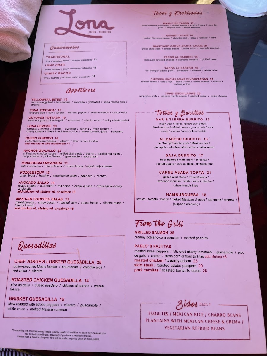 Lona Cocina Tequileria Photo Menu 8