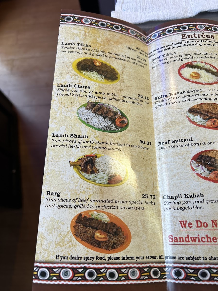 Kabul Kabab House Photo Menu 5