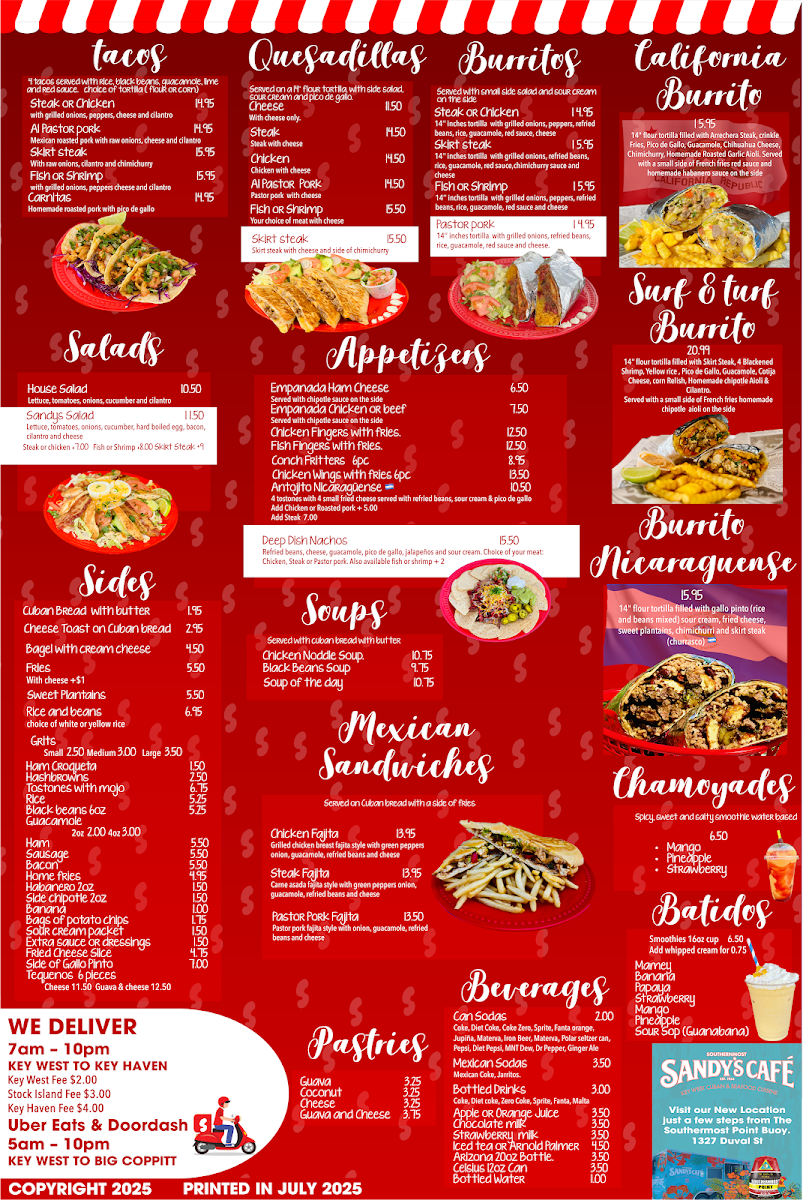 Sandy's Café Photo Menu 1