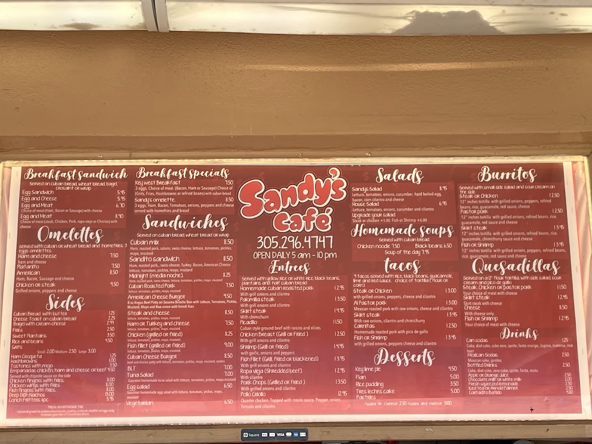 Sandy's Café Photo Menu 5