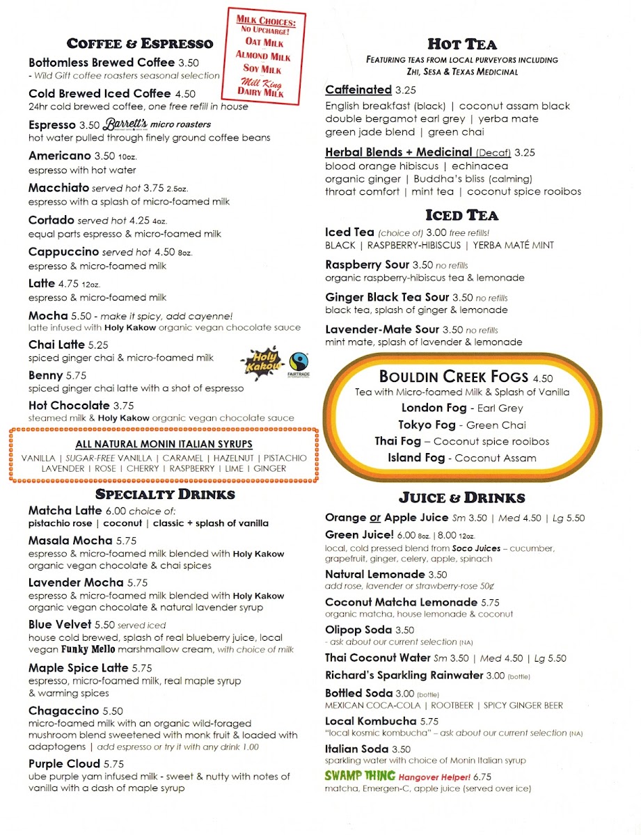 Bouldin Creek Cafe Photo Menu 2