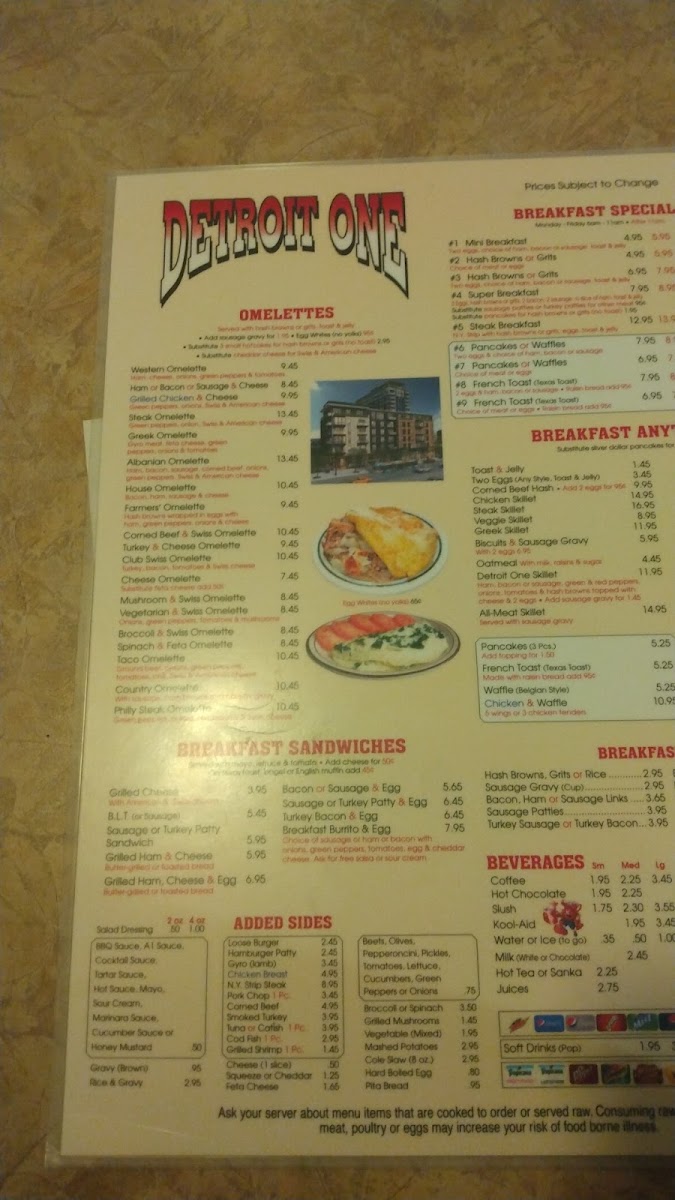 Detroit One Coney Island Restaurant Photo Menu 3