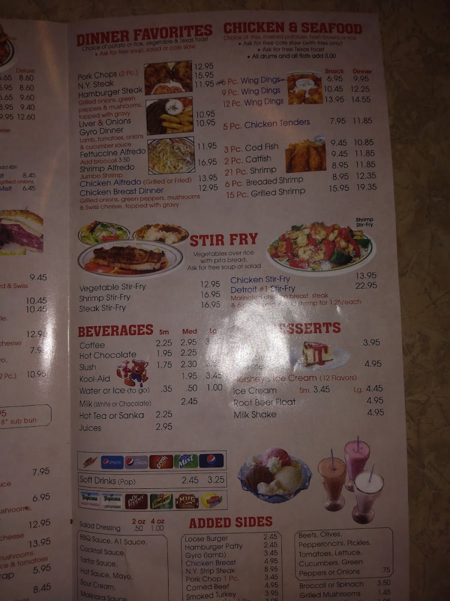 Detroit One Coney Island Restaurant Photo Menu 7