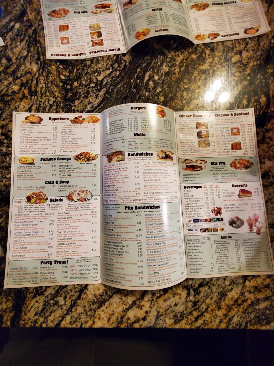 Detroit One Coney Island Restaurant Photo Menu 8