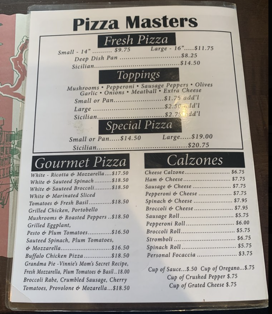 Pizza Masters Photo Menu 2