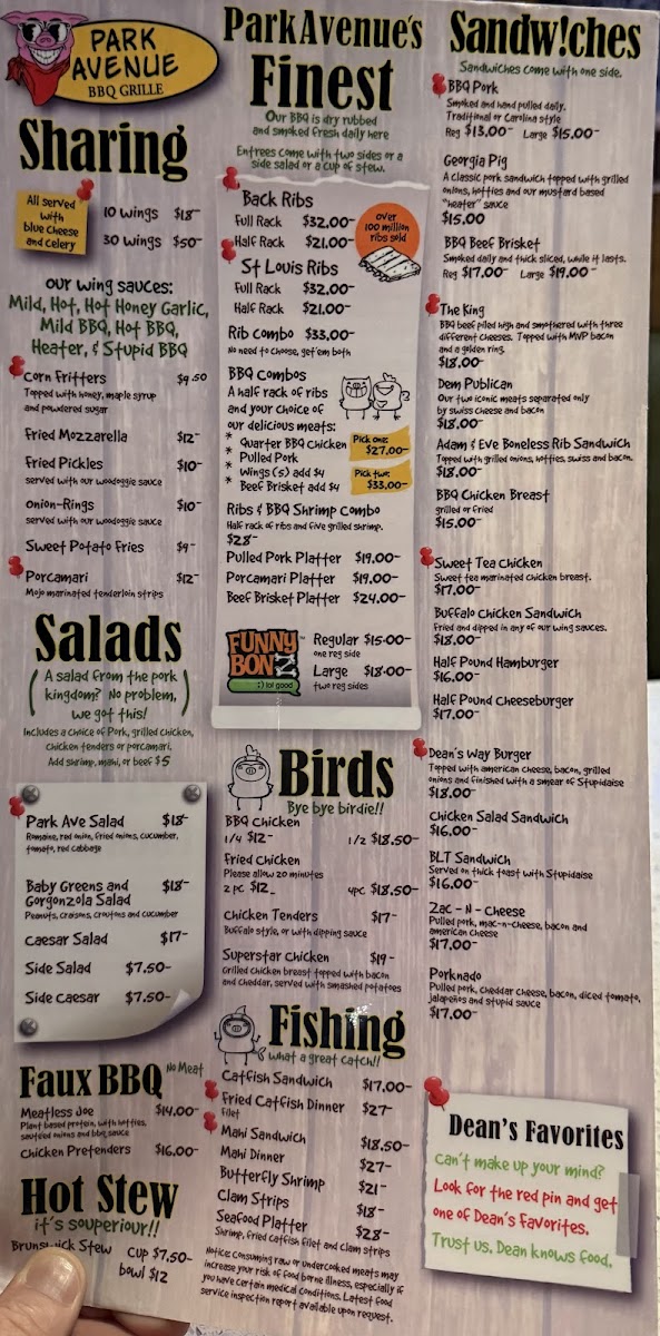 Park Avenue BBQ Grille Photo Menu 1