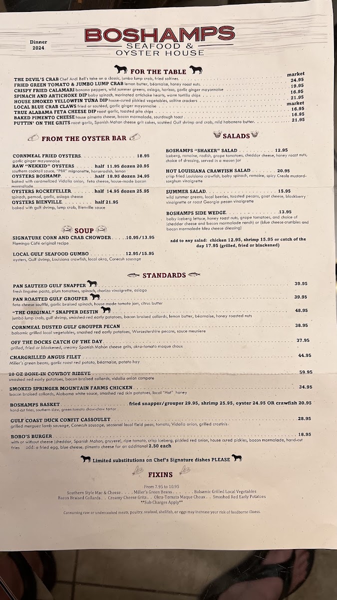Boshamps Seafood and Oyster House Photo Menu 1