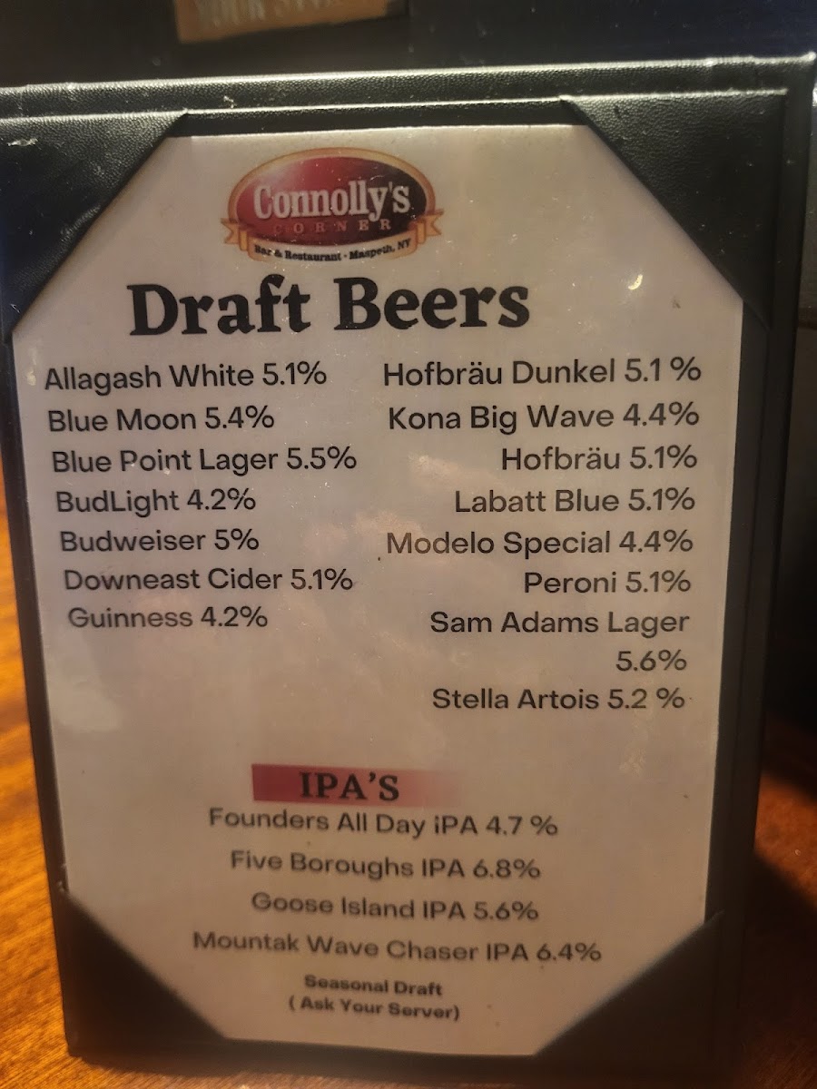 Connolly's Corner Photo Menu 1