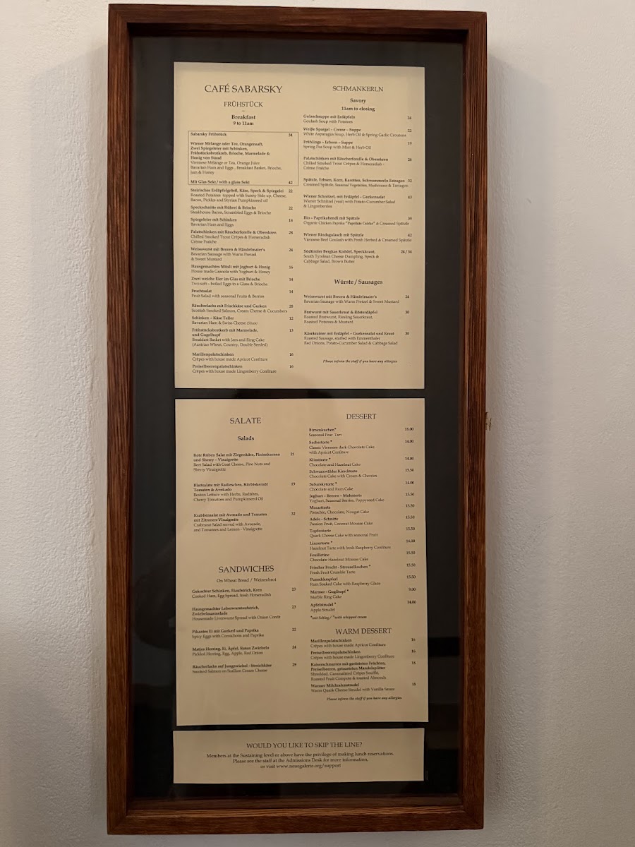 Café Sabarsky Photo Menu 10