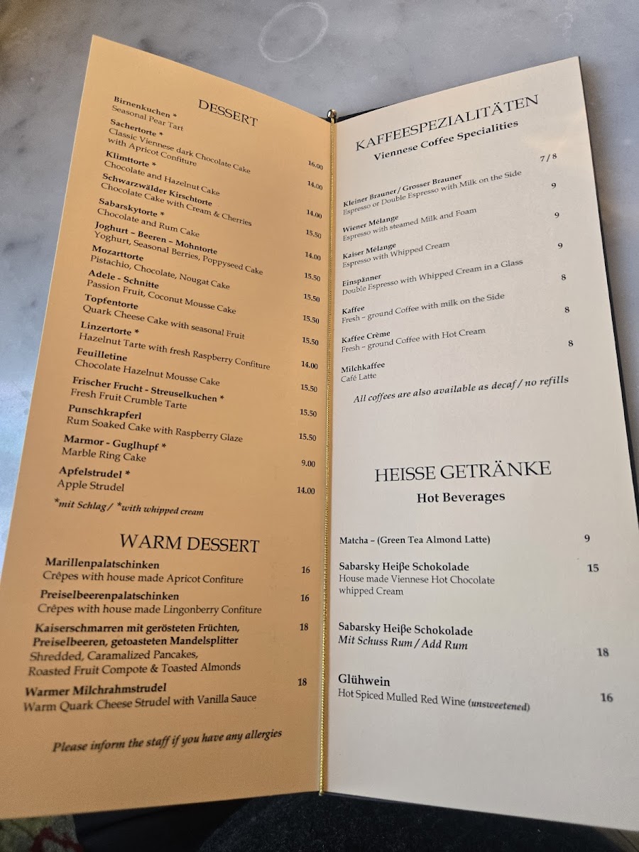 Café Sabarsky Photo Menu 4