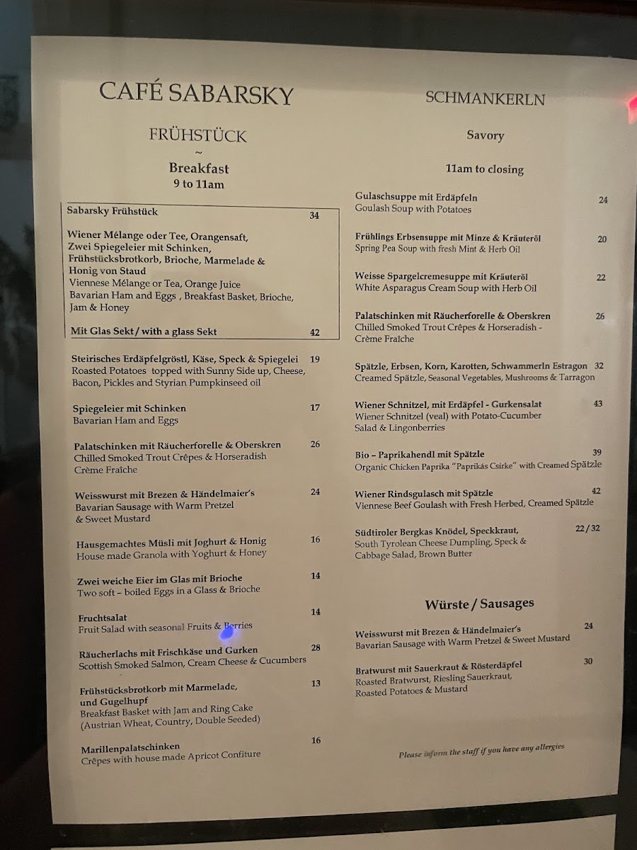 Café Sabarsky Photo Menu 5