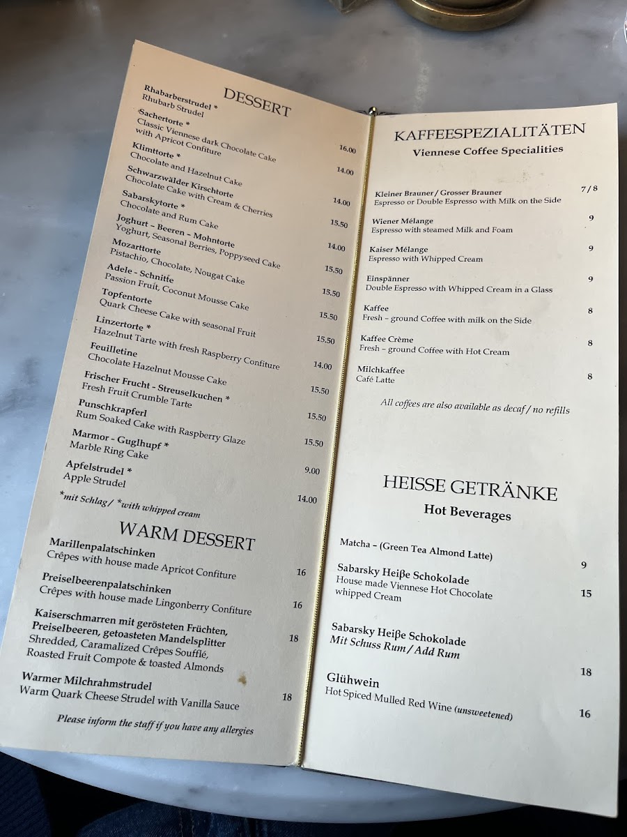 Café Sabarsky Photo Menu 6