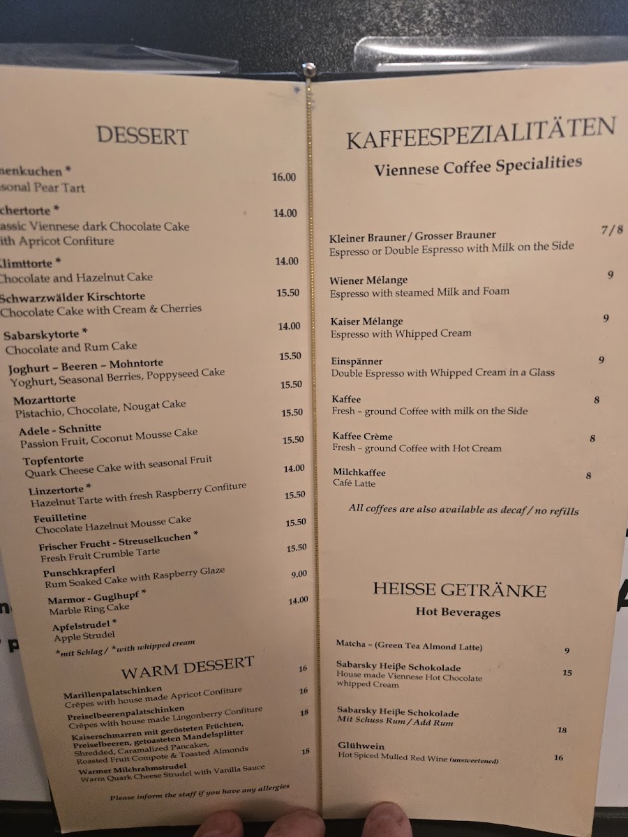 Café Sabarsky Photo Menu 8