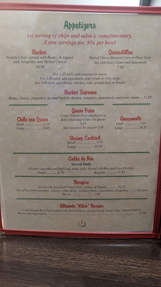 Kiki's Mexican Restaurant Photo Menu 3